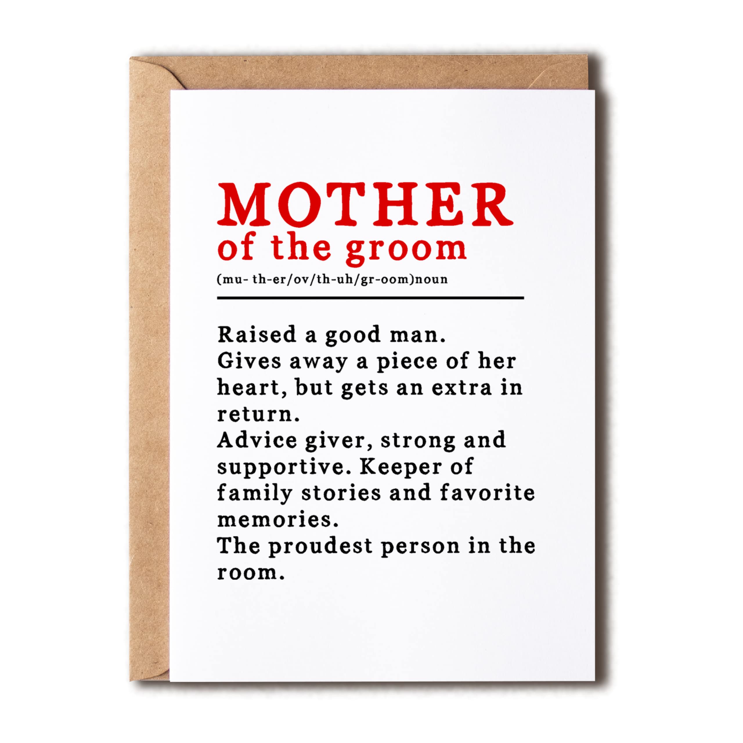 EdgarGifts Mother Of The Groom Definition Card - To My Mother-In-Law On My Wedding Day Card - Mother Of The Bride Card - Wedding Card