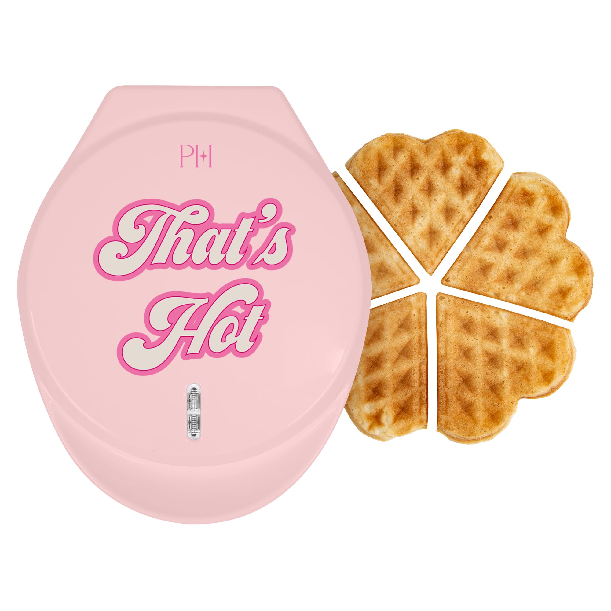 Paris Hilton Heart Waffle Maker, Makes 5 Mini Heart Shaped Waffles or 1 Individual Waffle, Easy to Clean 6" Nonstick Plates, Made without PFAS or PFOA, Electric Waffle Iron, Pink