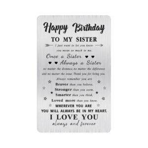 alotozo sister birthday card, happy birthday gifts to my sister, sis bday engraved wallet card inserts