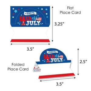 Big Dot of Happiness Firecracker 4th of July - Red, White and Royal Blue Party Tent Buffet Card - Table Setting Name Place Cards - Set of 24