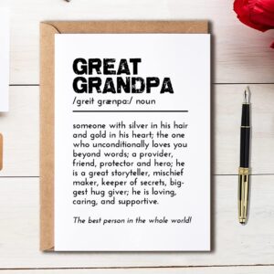 EdgarGifts Great Grandpa Definition Card - Grandparents' Day Card From Granddaughter Grandkids - Birthday Card For Grandfather - I Love You Grandpa