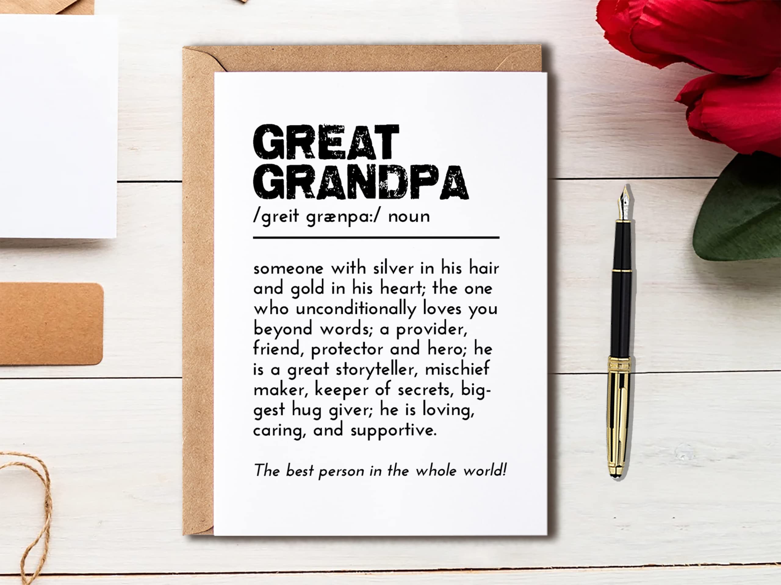 EdgarGifts Great Grandpa Definition Card - Grandparents' Day Card From Granddaughter Grandkids - Birthday Card For Grandfather - I Love You Grandpa