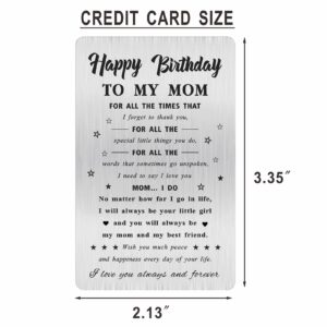 Alotozo Happy Birthday Mom Card - Birthday Gifts for Mom - to My Mom Bday Engraved Wallet Card Inserts