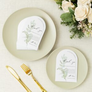 Crisky Arch Design Greenery Wedding Thank You Place Setting Cards, 100 Pcs, Chic and Elegant Wedding Table Centerpieces and Wedding Decorations, Wedding Supply, 4 x 6 inch