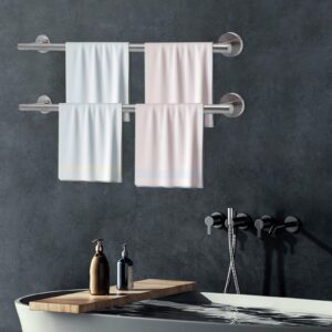 Bath Towel Bar, 24 Inch 304 Stainless Steel Thicken Towel Rack for Bathroom, 2PCS Towel Holder Brushed Finished Wall Mount Bath Towel Rack for Bathroom Towel Holder