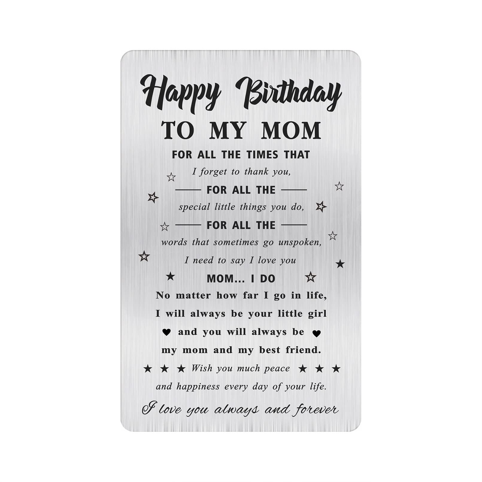 Alotozo Happy Birthday Mom Card - Birthday Gifts for Mom - to My Mom Bday Engraved Wallet Card Inserts