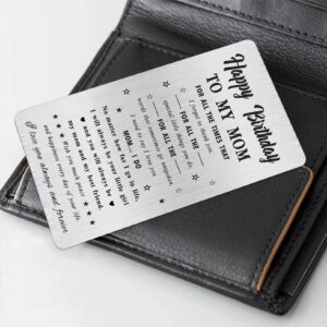 Alotozo Happy Birthday Mom Card - Birthday Gifts for Mom - to My Mom Bday Engraved Wallet Card Inserts