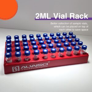 2PCS HPLC Vial Holder tray, 2ml Vial Lab Rack, Red 12mm Vial Storage Rack for 12x32mm Vial by ALWSCI