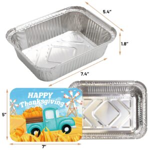 WorldBazaar Cute Thanksgiving Aluminum Containers with Lids 36PCS Thanksgiving Food Leftover Containers Disposable Fall Turkey Foil Pans Food Sacks Storage Thanksgiving Party Supplies