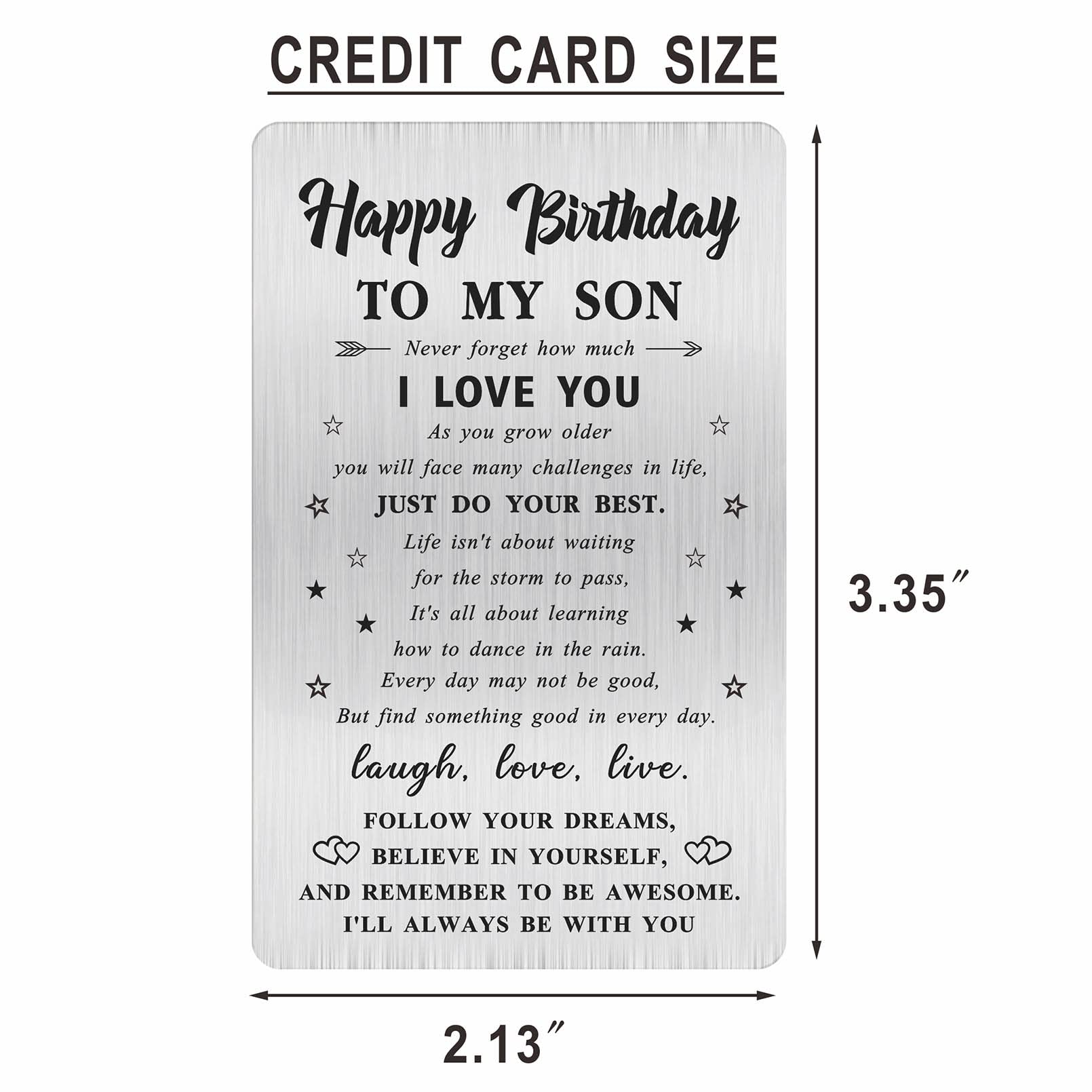 Alotozo Happy Birthday Son Card - Birthday Gifts for Son - to My Son Bday Engraved Wallet Card Inserts