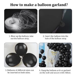 Biapian Black Balloons Set, 104PCS Black Balloon Garland Arch Kit With 18 12 10 5 Inch Black Latex Balloon Different Sizes, Matte Black Party Balloons for Birthday Graduation Wedding Party Decorations