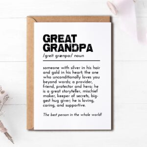 EdgarGifts Great Grandpa Definition Card - Grandparents' Day Card From Granddaughter Grandkids - Birthday Card For Grandfather - I Love You Grandpa