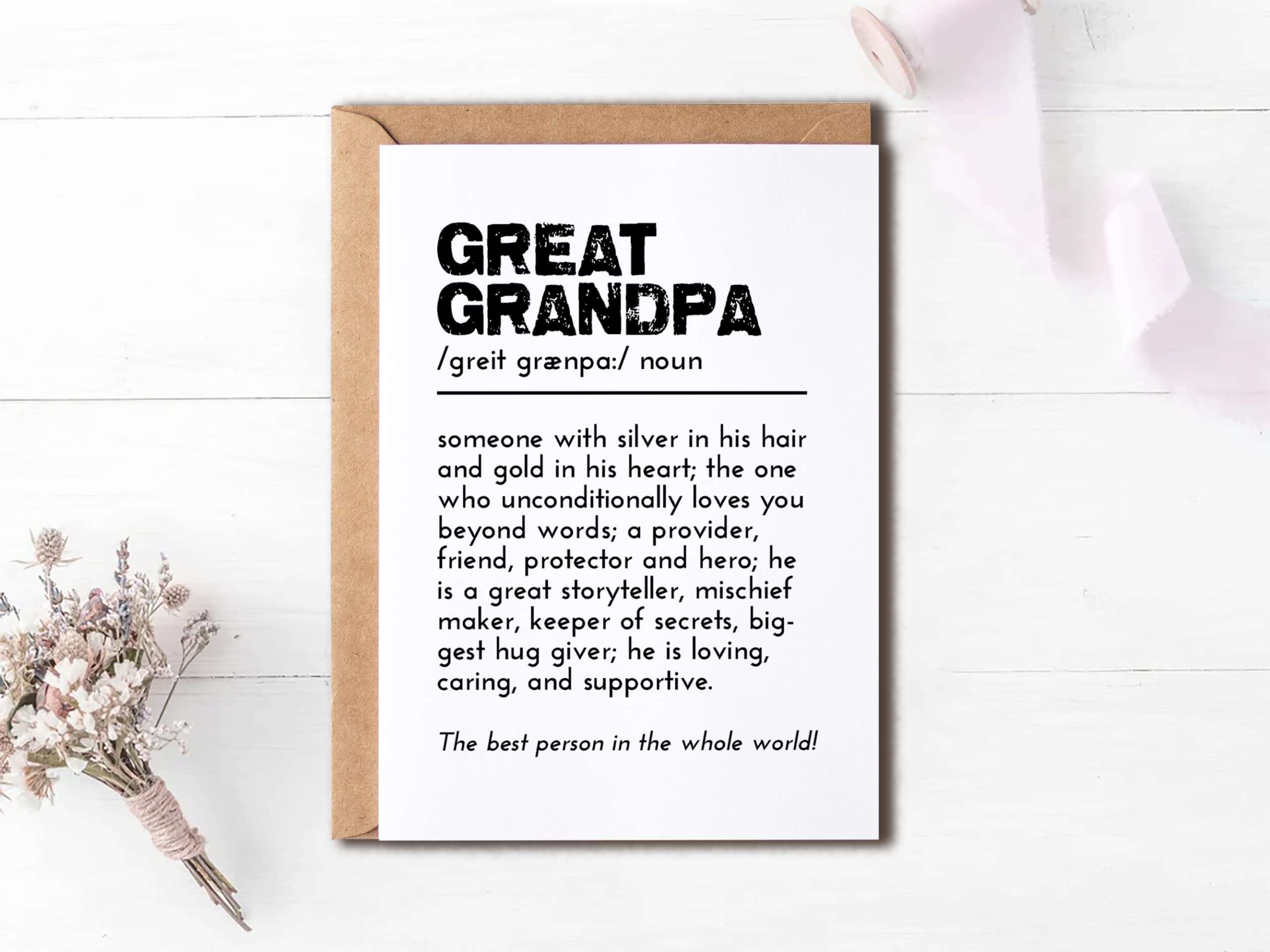 EdgarGifts Great Grandpa Definition Card - Grandparents' Day Card From Granddaughter Grandkids - Birthday Card For Grandfather - I Love You Grandpa