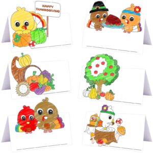 Thanksgiving Place Cards Crafts Table Settings 120PCS Color Your Own Cards Thanksgiving Crafts for Kids Table Name Place Card Fall Harvest