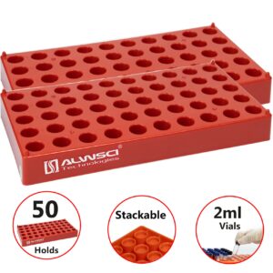 2PCS HPLC Vial Holder tray, 2ml Vial Lab Rack, Red 12mm Vial Storage Rack for 12x32mm Vial by ALWSCI