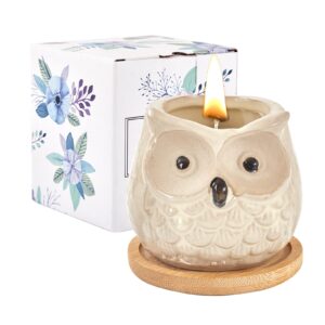 kinforse scented candles gifts for women, birthday presents for women,owl gifts for women sweet orange candle, best friend unique happy birthday bath candle set gift ideas