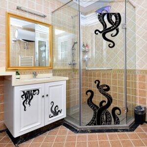 SUPERDANT Black Octopus Tentacles Wall Stickers Sea Animal Wall Decal Mural Home Art Decor Vinyl Wall Art 10pcs Octopus Tentacles Decor for Bathroom Bathtub Toilet Seat Vinyl Transfer Sticker