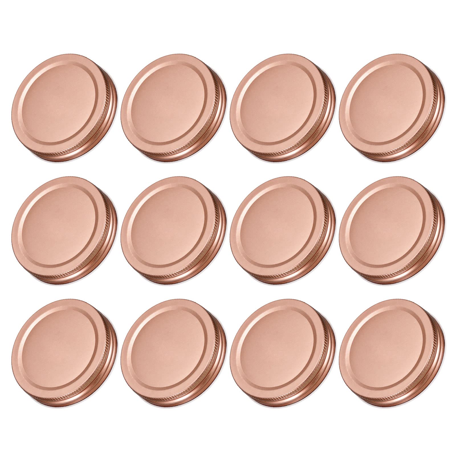 uxcell Mason Jar Lids, 70mm/2.76" Regular Mouth Tin Plate Caps Leak Proof for Canning Jars Kitchen Storage, (Rose Gold 12Pcs)