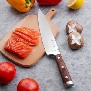 BYkooc Chef Knife - 8 Inch Pro Kitchen Chef Knife High Carbon Stainless Steel Sharp Chef's Knife with Ergonomic Handle and Gift Box - Chef's Knives for Family & Restaurant Use