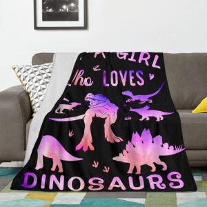 IMUKU Dinosaur Blanket Warm Fuzzy Blankets and Throws Dinosaur Blanket Just A Girl Who Loves Dinosaurs Blanket