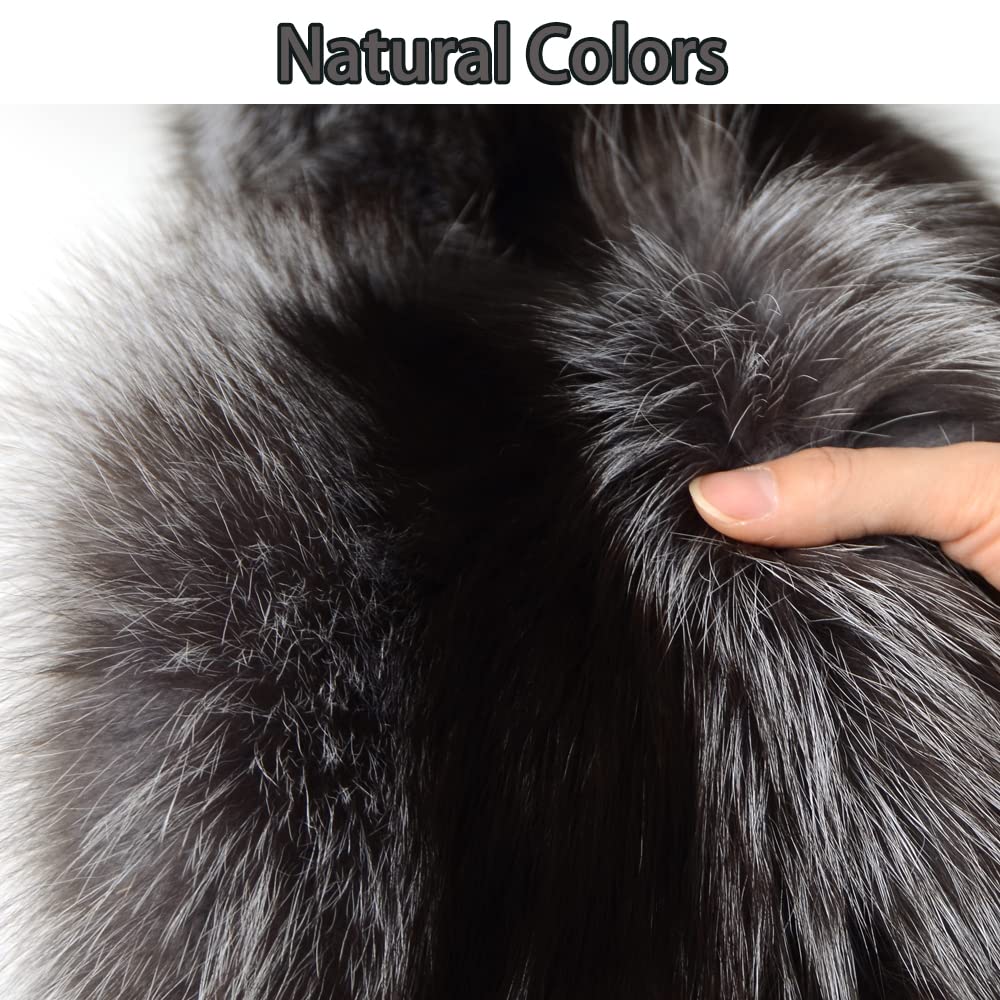 Genuine Natural Tanned Silver Fox Hides Fur Pelts Graded 1 Real Fox Skin Hides for Fly Tying Crafts Fur Coats Trapping Fur Taxidermy Decor Scraps 44-49 inch Silver