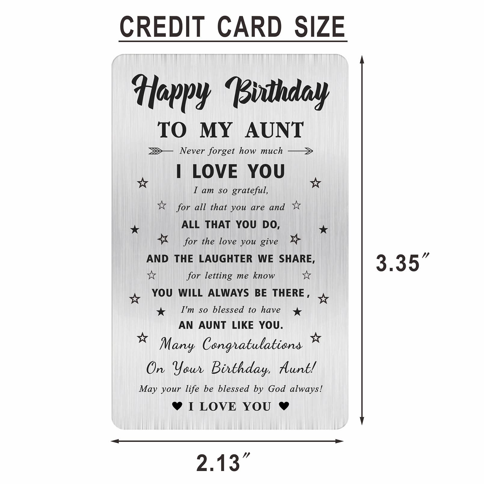 Alotozo Aunt Birthday Card, Happy Birthday Gifts to My Aunt, Auntie Bday Engraved Wallet Card Inserts