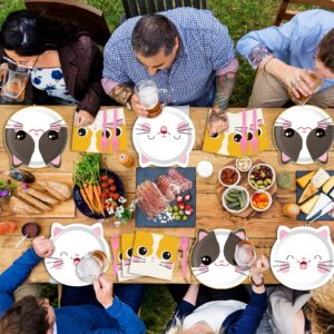 96 Pieces Cat Party Supplies Cute Kitten Theme Party Tableware Set Party Decorations Kitty Disposable Dinnerware Plates Napkins Forks for Cat Theme Birthday Baby Shower Party Favors 24 Guests