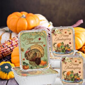 WorldBazaar Thanksgiving Aluminum Food Containers 24PCS Thanksgiving Leftover Take Home Containers 2 Size Disposable Thanksgiving Food Storage Thanksgiving Party Favors