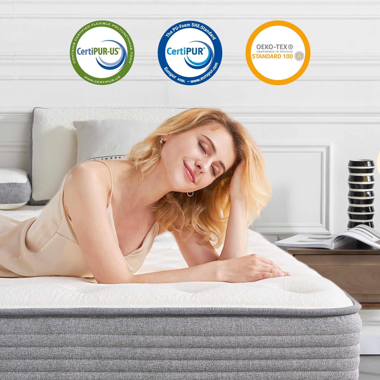 DIGLANT Twin Hybrid Mattress, 10 Inch Hybrid Tight Top Mattress, Memory Foam Pocket Spring Mattress Sleep Supportive & Pressure Relief, Medium Firm Feel Mattress in a Box, CertiPUR-US Certified