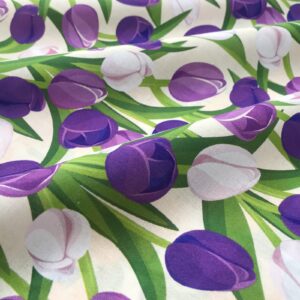 qililandiy 100% cotton tulip flower cotton fabric quilting fat quarter bundles patchwork fabric for sewing diy crafts (1.45 yard x 1.09yard)