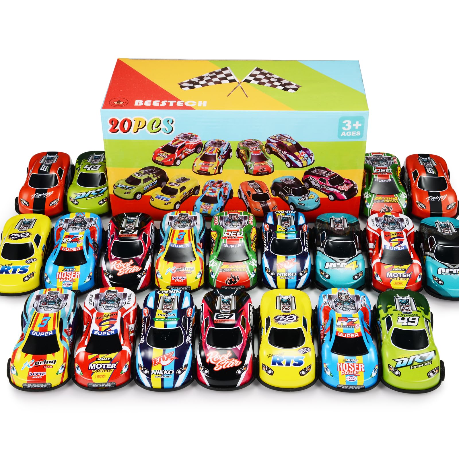 20 Pack 3.4 Inch Metal Pull Back Toy Cars, Toys for Boys Girls Toddlers 3,4,5,6.7 Years Old, Party Favors Cars, Race Cars Vehicles,Goodie Bag Stuffers, Pinata Fillers, Teacher Reward Prizes (20 Pack)