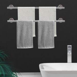 Bath Towel Bar, 24 Inch 304 Stainless Steel Thicken Towel Rack for Bathroom, 2PCS Towel Holder Brushed Finished Wall Mount Bath Towel Rack for Bathroom Towel Holder