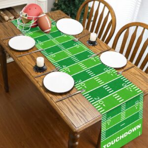 2PCS Football Kitchen Table Runner Decor Football Tablecloth Grass Court Table Runner Touch Down Boy Sport Football Birthday Theme Party Table Cover Direction for Dining Indoor Outdoor Home，14" x 71"