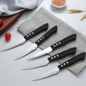 BEWOS Steak Knives Set of 12, 4-inch Steak Knife, Serrated Steak Knives, High Carbon Stainless Steel Knives, Triple Rivet Steak Knife, Sharp Blade Knives/Steak Knife, Dishwasher Safe Steak Knives