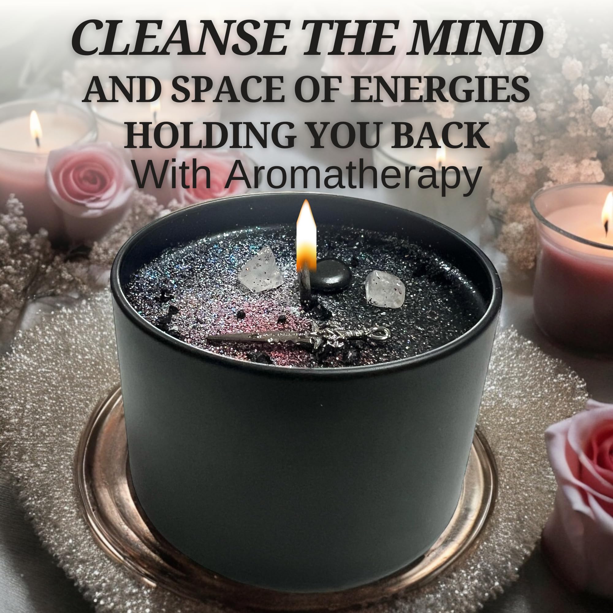 Destroy Everything Spiritual Candle to Cut Ties, Remove hexes and Bad luck | Energy cleansing | Soy Candles Non Toxic | Sage Candle | Cleanse Your Home & Calm and Relax (Small 4oz)