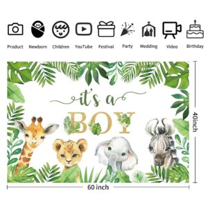 HIPVVILD Safari Baby Shower Backdrop Decorations Boy - Jungle Animal Theme Baby Boy Background Banner Supplies, Safari Jungle Theme Baby Shower Photography Background Photo Booth Banner | 5x3ft