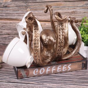 DOVDOV Octopus Cup Holder, Resin Octopus Coffee Cup Holder, Octopus Statue, Antique Bronze Home Decor, Home bar Accessories, Funny Cup Holder, Jewelry Holder, Jewelry Holder