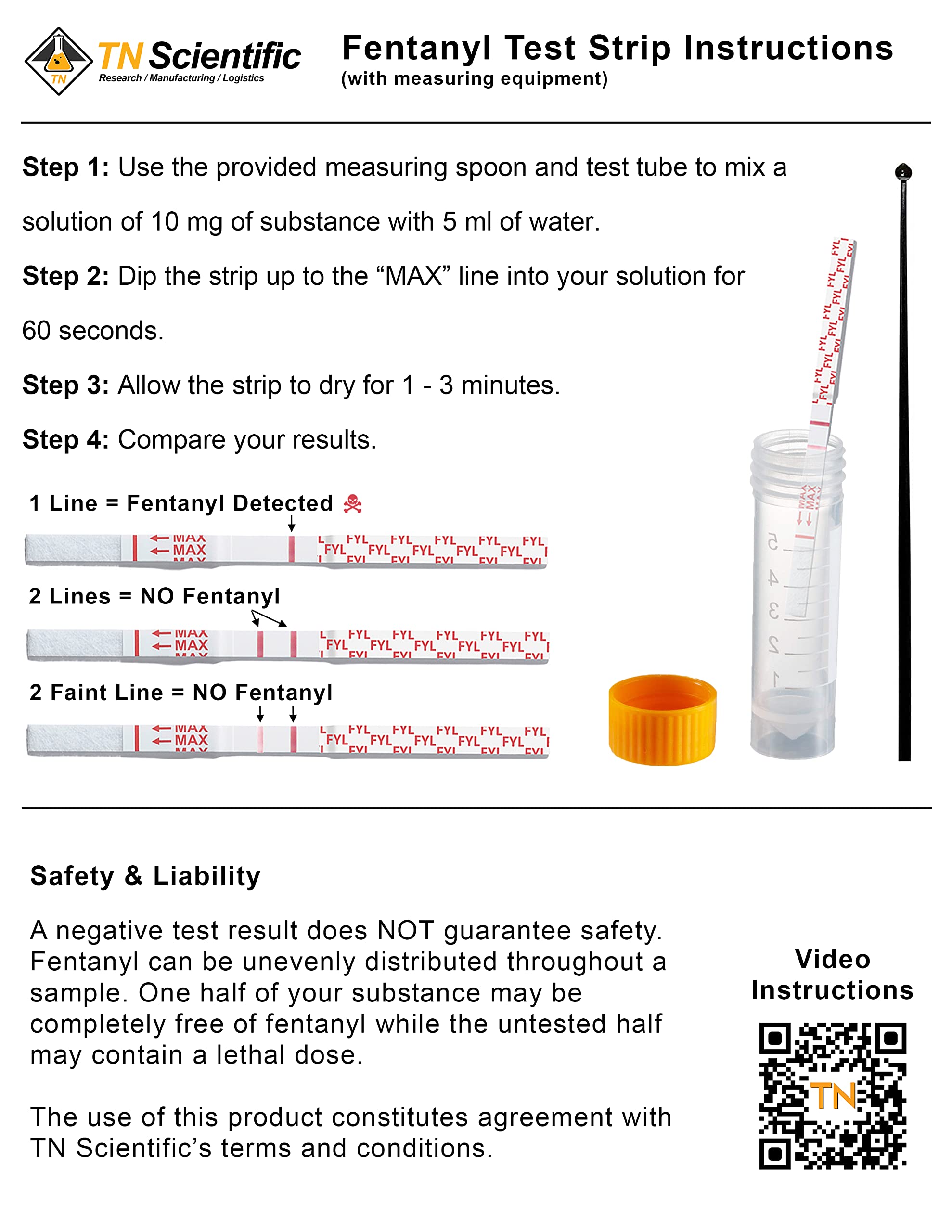 TN Scientific - Fentanyl Drug Test Strip [2 Pack] - Powder, Liquid, & Urinalysis Testing Forensic Kit