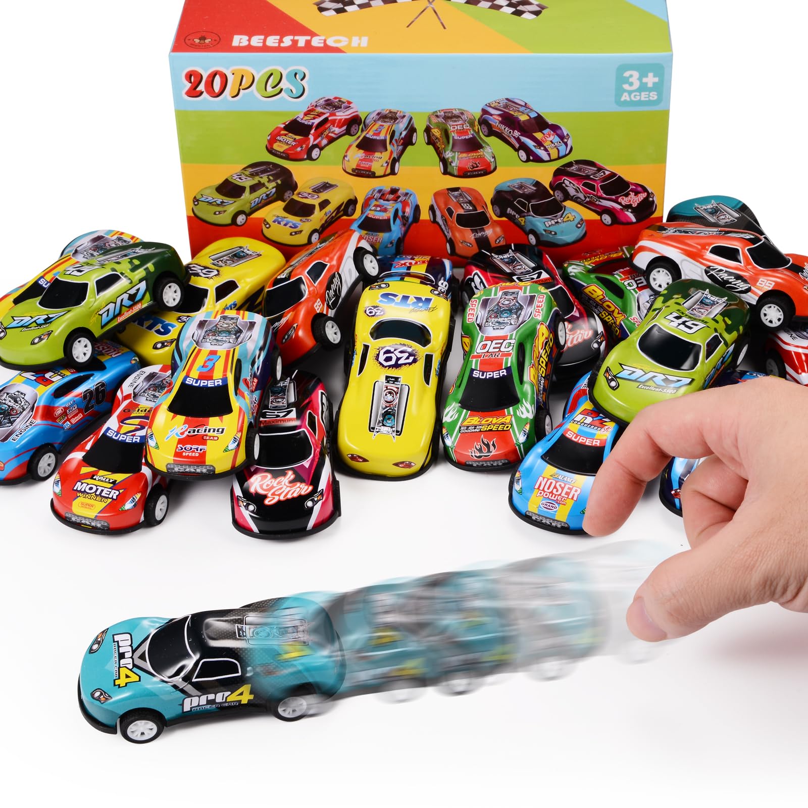 20 Pack 3.4 Inch Metal Pull Back Toy Cars, Toys for Boys Girls Toddlers 3,4,5,6.7 Years Old, Party Favors Cars, Race Cars Vehicles,Goodie Bag Stuffers, Pinata Fillers, Teacher Reward Prizes (20 Pack)