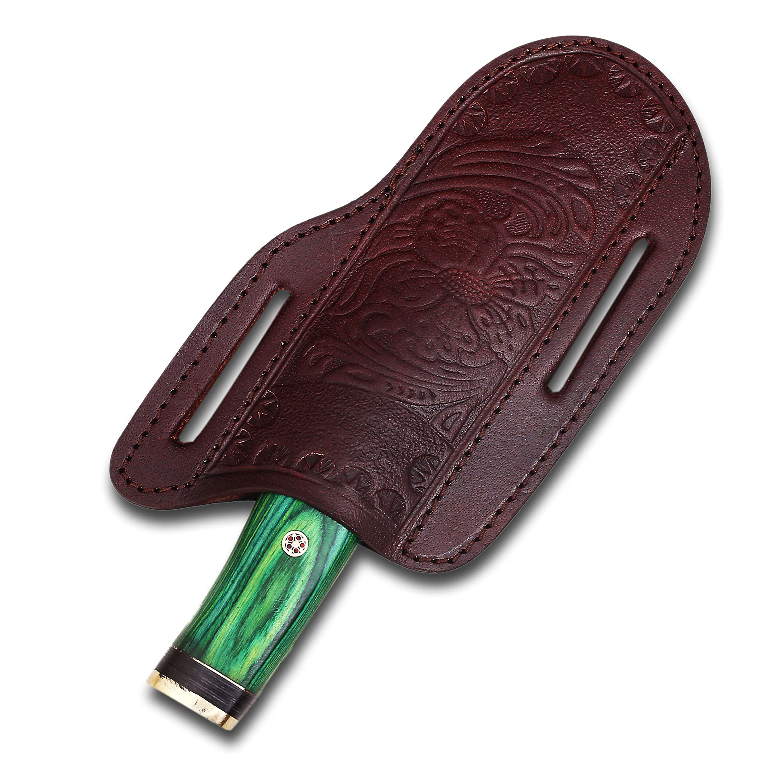 Leather Knife Sheath, Tooled Leather Sheath, Belt Sheath, Pan Cake Sheath, Beautiful Cow Boy Bull Cutter Knife Leather Cover 100% Real Leather SS-17701 (Cowhide Leather)