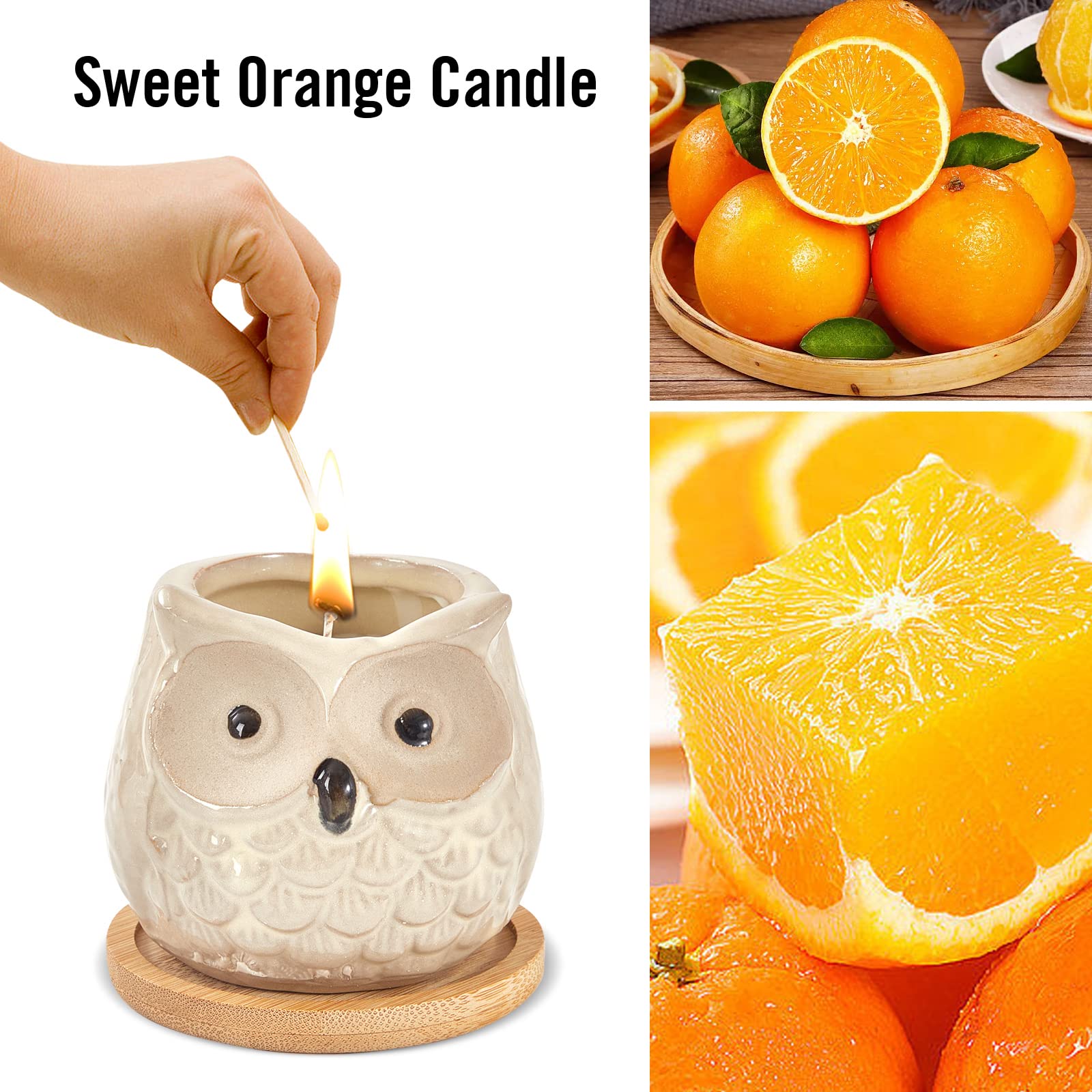 Kinforse Scented Candles Gifts for Women, Birthday Presents for Women,Owl Gifts for Women Sweet Orange Candle, Best Friend Unique Happy Birthday Bath Candle Set Gift Ideas