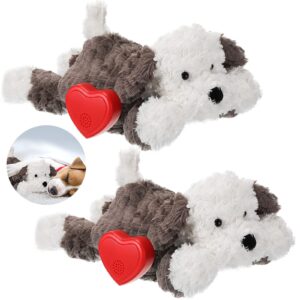 liliful 2 pack puppy heartbeat toy stuffed puppy for sleep aid plush animals dog toy with beating heart relief separation anxiety training behavioral