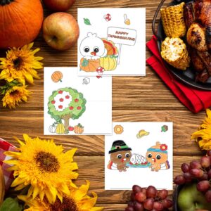 Thanksgiving Place Cards Crafts Table Settings 120PCS Color Your Own Cards Thanksgiving Crafts for Kids Table Name Place Card Fall Harvest