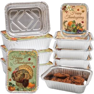 WorldBazaar Thanksgiving Aluminum Food Containers 24PCS Thanksgiving Leftover Take Home Containers 2 Size Disposable Thanksgiving Food Storage Thanksgiving Party Favors