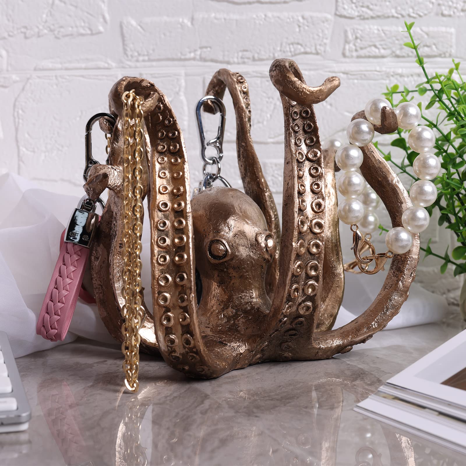 DOVDOV Octopus Cup Holder, Resin Octopus Coffee Cup Holder, Octopus Statue, Antique Bronze Home Decor, Home bar Accessories, Funny Cup Holder, Jewelry Holder, Jewelry Holder