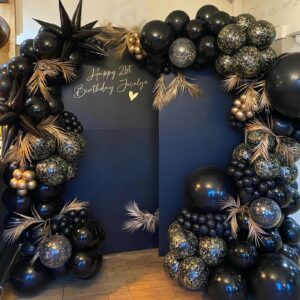 Biapian Black Balloons Set, 104PCS Black Balloon Garland Arch Kit With 18 12 10 5 Inch Black Latex Balloon Different Sizes, Matte Black Party Balloons for Birthday Graduation Wedding Party Decorations