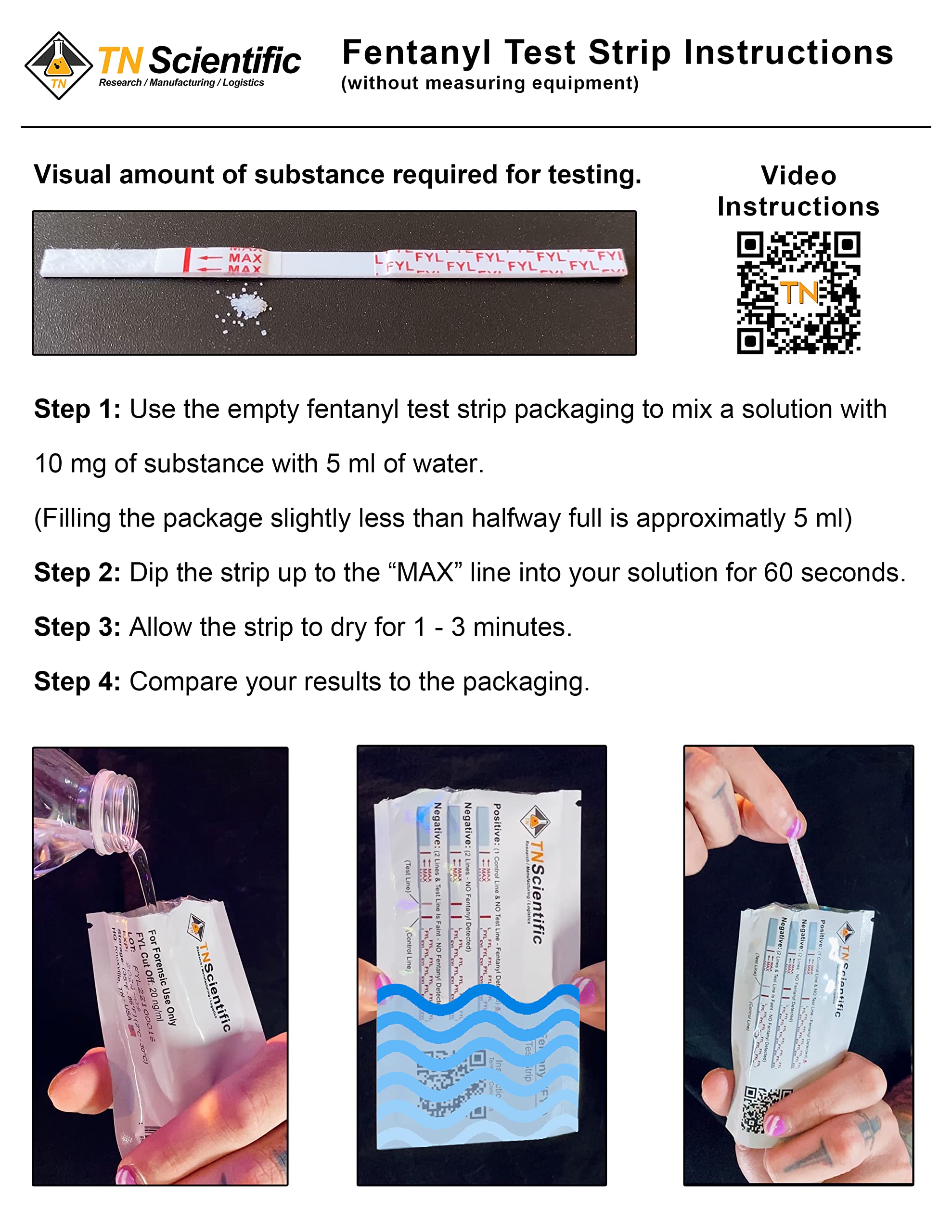 TN Scientific - Fentanyl Drug Test Strip [2 Pack] - Powder, Liquid, & Urinalysis Testing Forensic Kit