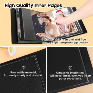 8x10 Photo Album 152 Pockets Hold 8x10 Photos, Photo Album 8x10, Large Capacity Leather Cover Family Wedding Baby Photo Album for 8x10 Pictures, 8x10 Photo Album Book with Black Inner Pages (Black)