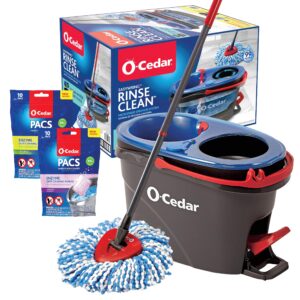 o-cedar easywring rinseclean microfiber spin mop & bucket floor cleaning system with citrus and lavender pacs (variety pack)