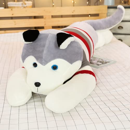 pangcangshu Giant Dog Plush Toy Soft Stuffed Husky Long Pillow Cartoon Animal Doll Sleeping Pillow Cushion Home Decor Kids Easter, Thanksgiving, Christmas, New Year's Gifts (Husky,60cm/23.6 inch)